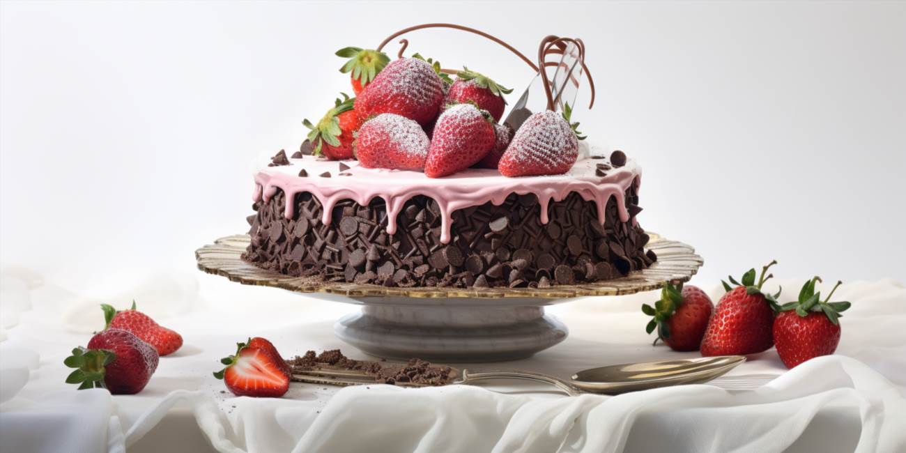 Tort de ciocolată ornat cu căpșuni - deliciul tău preferat